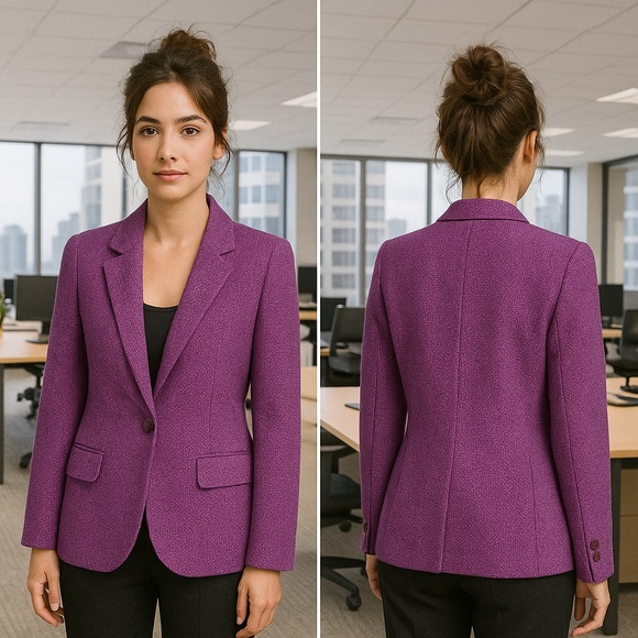 Vintage Pendleton 100% Wool Purple Tweed One Button Blazer Women's Size 12 - Picture 3 of 13